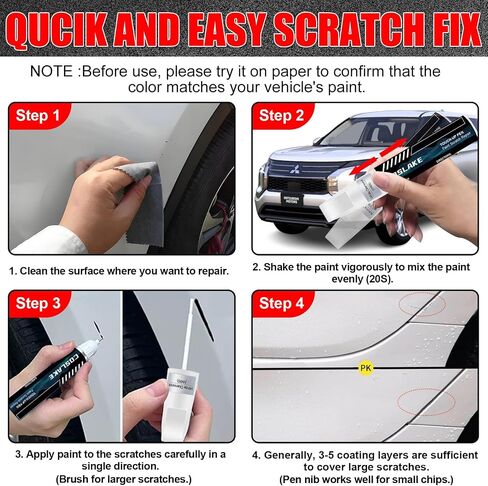 Car Touch Up Paint(White Diamond(W85)) for Mitsubishi, Car Paint Scratch Repair Kit, Quick & Easy Solution to Repair, 2 in 1 Scratch Remover Pen with 2PCS Disposable Micro Applicators in Kuwait