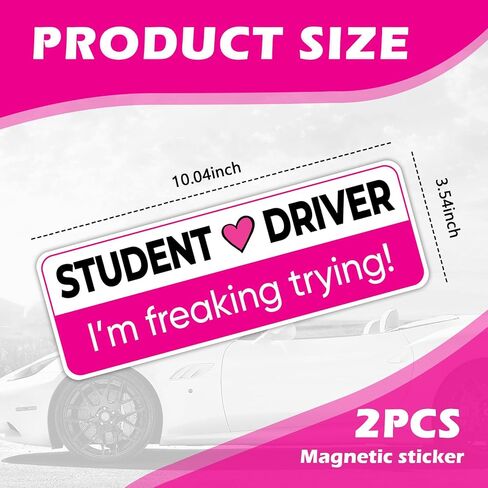 2PCS Student Driver Magnet for Car with Reflective Surface,Removable Student Driver Sticker Magnet for Car Warning Sign&Car Decorations,New Driver Magnet for Car Accessories in Kuwait
