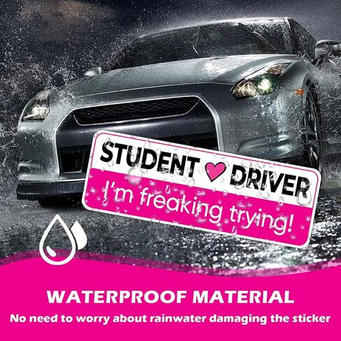 2PCS Student Driver Magnet for Car with Reflective Surface,Removable Student Driver Sticker Magnet for Car Warning Sign&Car Decorations,New Driver Magnet for Car Accessories in Kuwait