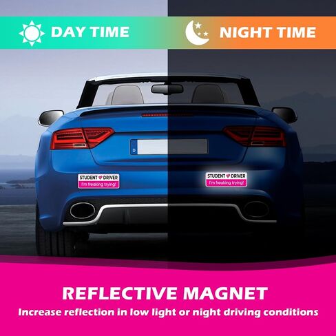 2PCS Student Driver Magnet for Car with Reflective Surface,Removable Student Driver Sticker Magnet for Car Warning Sign&Car Decorations,New Driver Magnet for Car Accessories in Kuwait