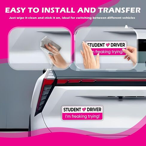 2PCS Student Driver Magnet for Car with Reflective Surface,Removable Student Driver Sticker Magnet for Car Warning Sign&Car Decorations,New Driver Magnet for Car Accessories in Kuwait