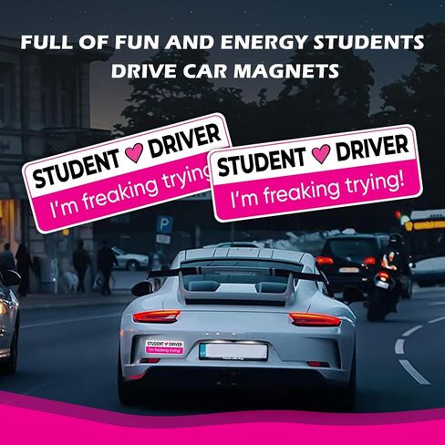 2PCS Student Driver Magnet for Car with Reflective Surface,Removable Student Driver Sticker Magnet for Car Warning Sign&Car Decorations,New Driver Magnet for Car Accessories in Kuwait
