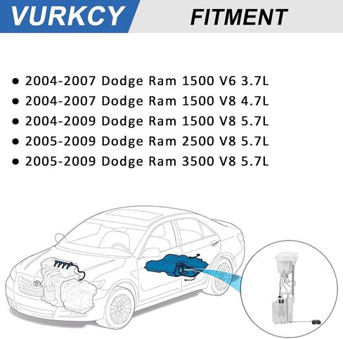 مجموعة وحدة مضخة الوقود الكهربائية متوافقة مع 2004-2007 Dodge RAM 1500 V6 in Saudi Arabia