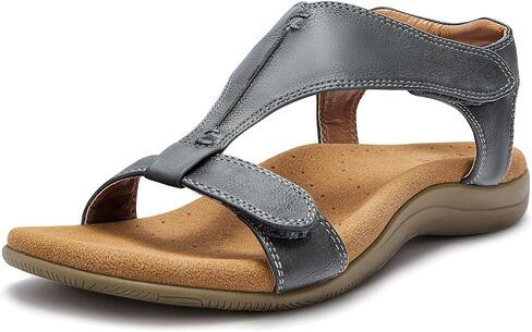 PARTY Women's Open Toe Sandals Arch Support and Adjustable Straps Comfortable Sandals for Walking,BROWN,7 in Kuwait