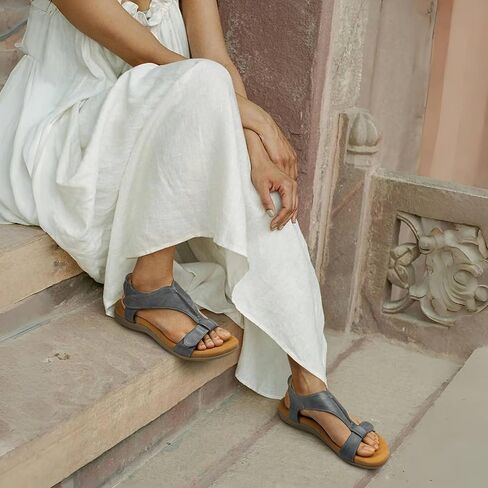 PARTY Women's Open Toe Sandals Arch Support and Adjustable Straps Comfortable Sandals for Walking,BROWN,7 in Kuwait