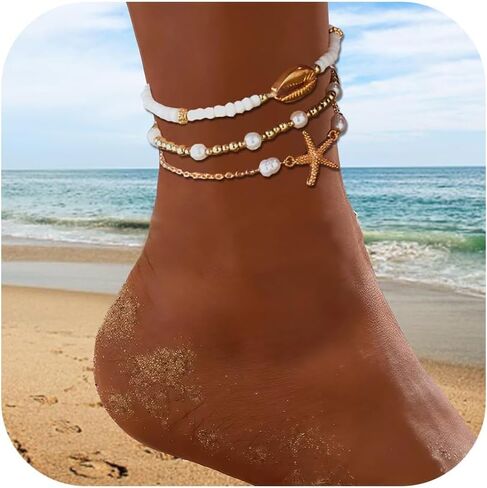 أساور الصدف في الكاحل للنساء في Anclet Beach for Women Foot Foot Jewelry Starfish Anclet Anklets Anklets in Saudi Arabia