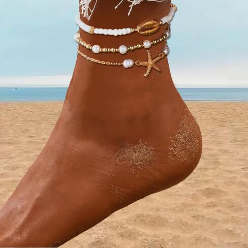 أساور الصدف في الكاحل للنساء في Anclet Beach for Women Foot Foot Jewelry Starfish Anclet Anklets Anklets in Saudi Arabia