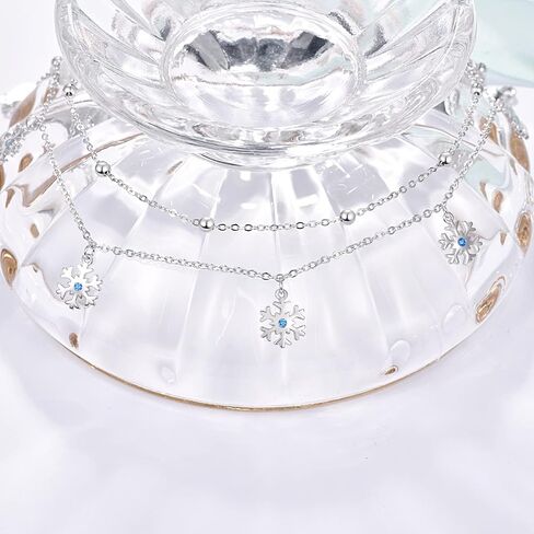 Palpitate Snowflake Anklet Bracelets for Women 925 Sterling Silver Snowflake Jewelry Gifts Christmas Birthday in Kuwait