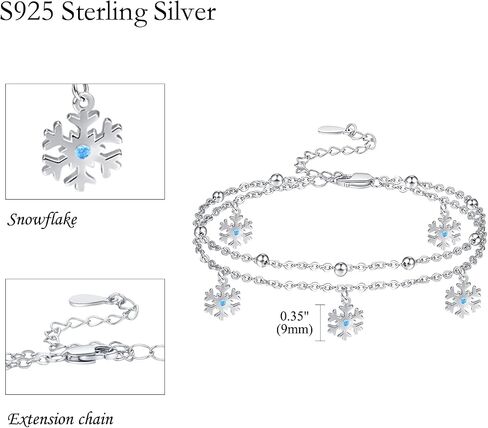 Palpitate Snowflake Anklet Bracelets for Women 925 Sterling Silver Snowflake Jewelry Gifts Christmas Birthday in Kuwait