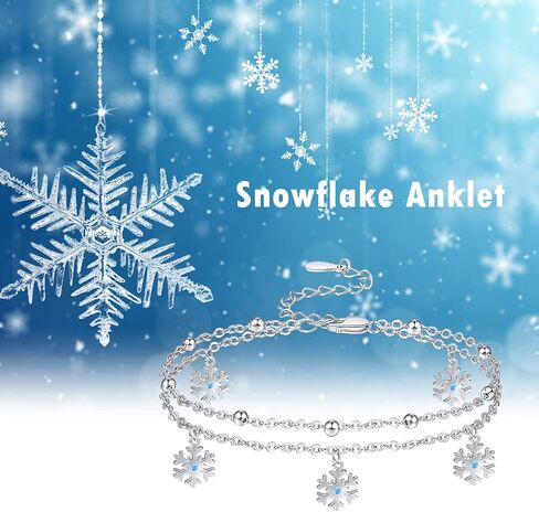 Palpitate Snowflake Anklet Bracelets for Women 925 Sterling Silver Snowflake Jewelry Gifts Christmas Birthday in Kuwait