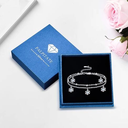 Palpitate Snowflake Anklet Bracelets for Women 925 Sterling Silver Snowflake Jewelry Gifts Christmas Birthday in Kuwait