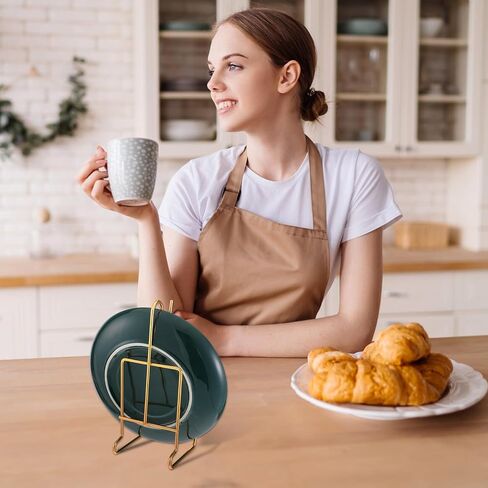 16 Pcs Gold Tea Cup and Saucer Display Stand Holder Rack Metal China Teacup Display Easel Coffee Mug Organizer for Plate Teapot Tables Home Decoration in Saudi Arabia