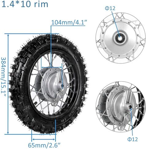 2.5-10 10" Front Wheel Tire and Rim for 50cc 70cc 110cc SSR Coolster Dirt Pit Bike in Saudi Arabia