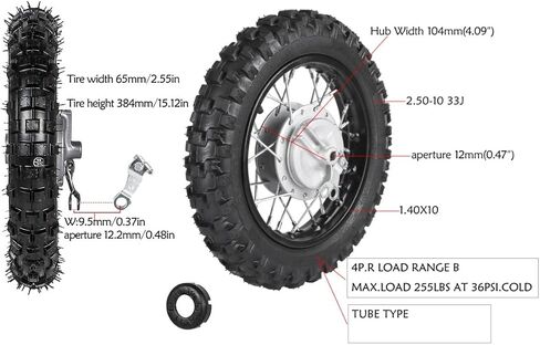 2.5-10 10" Front Wheel Tire and Rim for 50cc 70cc 110cc SSR Coolster Dirt Pit Bike in Saudi Arabia