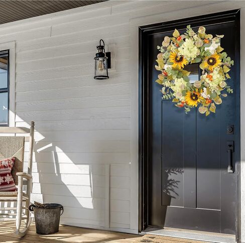 22 in Fall Hydrangea Wreath with Eucalyptus, Pinecones Orange Berries Perfect Autumn Door Wreath for Thanksgiving Harvest Decor - Rustic, Lifelike Durable for Indoor Outdoor Use in Kuwait