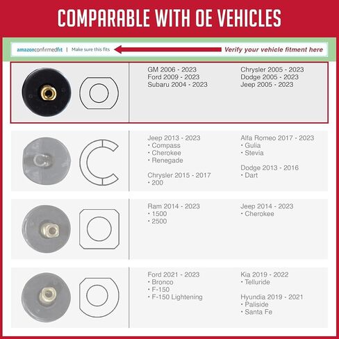 عجلات ملحقات أجزاء PDQ العلامة التجارية TPMS 12 PC OEM SESSOR SERVICE KIT RUBBER VALVE SETS CROME متوافق مع Schrader 20008 FITS GM 2006+ Ford 2009+ Subaru 2004+ Chrysler 2005+ Dodge 2005+ Jeep 2005+ in Saudi Arabia