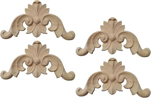 Elegant Wood Appliques for Furniture Embellishment, Unpainted DIY Decorative Carved Onlays for Cabinet and Wardrobe, 12cmx12cmx0.8cm in Saudi Arabia