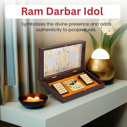 24K RAM DARBAAR Charan Paduka - Hindu Idol مع Shloka | رام سيتا لاكشمان هانومان أيدول | بوجا ماندير ديكور | الروحية الهندية | إرجاع هدية ديوالي in Saudi Arabia