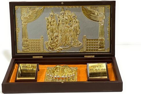 24K RAM DARBAAR Charan Paduka - Hindu Idol مع Shloka | رام سيتا لاكشمان هانومان أيدول | بوجا ماندير ديكور | الروحية الهندية | إرجاع هدية ديوالي in Saudi Arabia