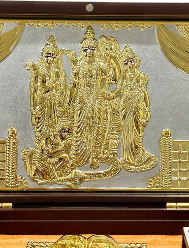 24K RAM DARBAAR Charan Paduka - Hindu Idol مع Shloka | رام سيتا لاكشمان هانومان أيدول | بوجا ماندير ديكور | الروحية الهندية | إرجاع هدية ديوالي in Saudi Arabia