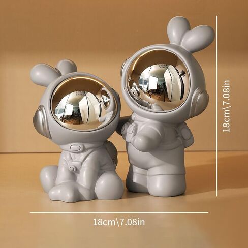 Rabbit Ornament Bookends Home Living Room Wine Cabinet Decoration Healing Small Objects Valentine Day Couple Gift (White + Gray) in Saudi Arabia