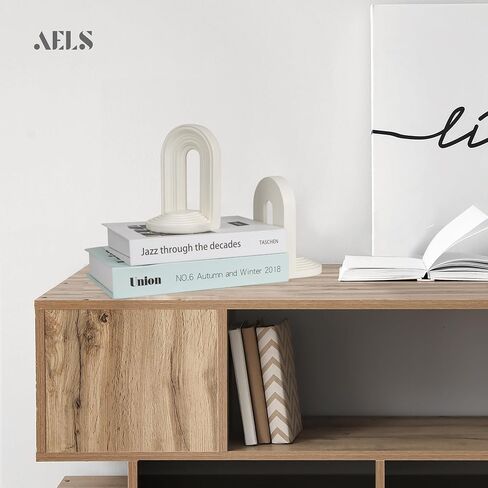 Aels Modern Bookends ، Mid Century Arch Heavy Duty Book ، دعم فريدة من نوعها الدعم للأرفف ، موقف المكتب المكتب لسطح المكتب ، سدادة للكتب/الأقراص المضغوطة ، الأسود in Saudi Arabia