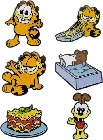 Garfield Mystery Motery Pin Blind Box Series ، Garfield Standing ، Garfield Retging ، Garfield Eate Lasagna ، a lasagna flat in Saudi Arabia