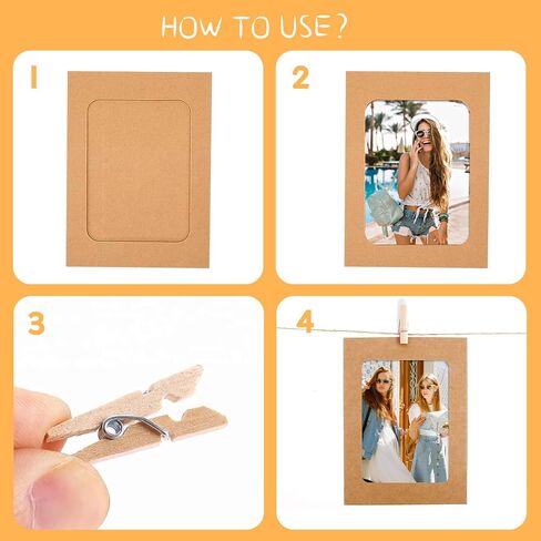 20 PCS 4x6 بوصة إطارات الصور الورقية ، لافتة عرض الصور معلقة مع مقاطع ، سلسلة صور لديكور الحائط ، حامل صور DIY لحفل الزفاف ديكور المكتب in Saudi Arabia