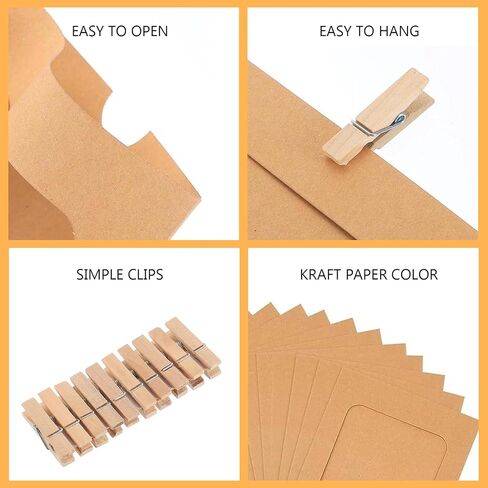 20 PCS 4x6 بوصة إطارات الصور الورقية ، لافتة عرض الصور معلقة مع مقاطع ، سلسلة صور لديكور الحائط ، حامل صور DIY لحفل الزفاف ديكور المكتب in Saudi Arabia