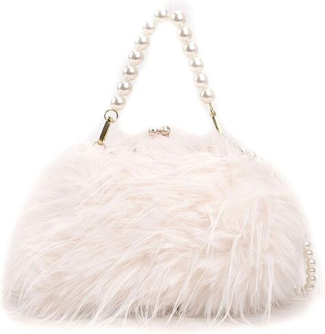 Feather Purse Clutch For Women Ostrich Feather Handbag Shoulder Crossbody Evening Bag in Saudi Arabia