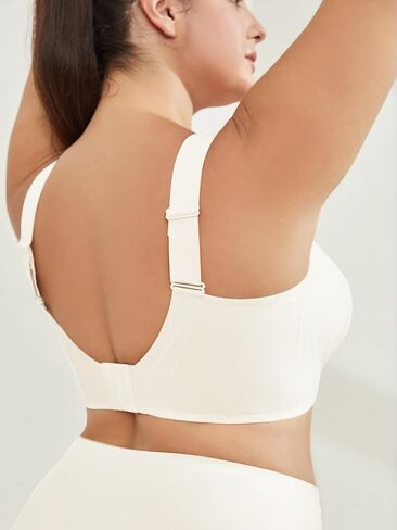 Aulooks Plus Size Women Minimizer Wireless Bras Full Coverage Wide Strap Seamless Bralettes with Free Extension Buckle in Kuwait