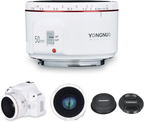 YONGNUO YN50MM f1.8 II Lens for Canon EF Mount, AF/MF 50mm f/1.8 Lens Large Aperture 0.35m Focus Distance Standard Prime Lens for Canon 5D IV 1DX I 200D II 850D 7D 6DII(YN50MM F1.8C II Black) in Kuwait