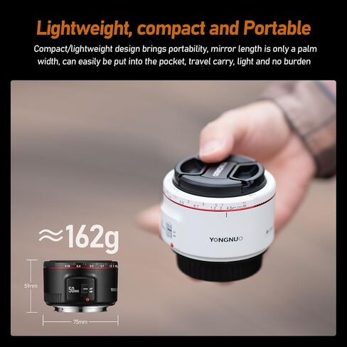 YONGNUO YN50MM f1.8 II Lens for Canon EF Mount, AF/MF 50mm f/1.8 Lens Large Aperture 0.35m Focus Distance Standard Prime Lens for Canon 5D IV 1DX I 200D II 850D 7D 6DII(YN50MM F1.8C II Black) in Kuwait