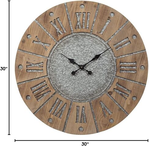 Signature Design by Ashley Payson Farmhouse Wall Clock, 30 x 30 Inches, Natural Wood Finish in Kuwait