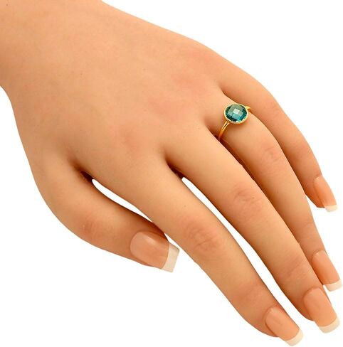 18K Gold Filled Non-Tarnish Ring for Women – Dainty Garnet Red Round Faceted Gemstone Stackable Band – Minimalist Birthstone Jewelry in Saudi Arabia