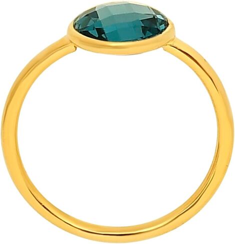 18K Gold Filled Non-Tarnish Ring for Women – Dainty Garnet Red Round Faceted Gemstone Stackable Band – Minimalist Birthstone Jewelry in Saudi Arabia