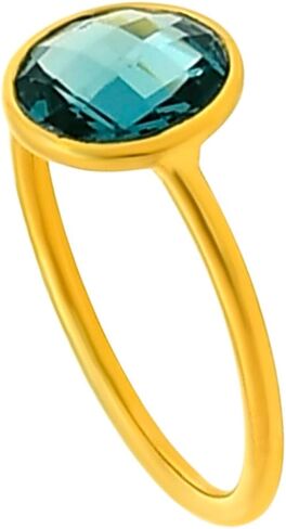 18K Gold Filled Non-Tarnish Ring for Women – Dainty Garnet Red Round Faceted Gemstone Stackable Band – Minimalist Birthstone Jewelry in Saudi Arabia