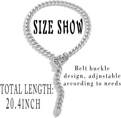 Chunky Silver Choker Punk Belt Buckle Collar Necklace Long Y-Necklace Thick Chain Necklace for Women in Saudi Arabia