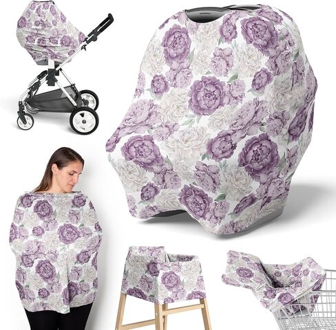 Sweet Jojo Designs Boho Wildflower Vintage Floral Girl Infant Baby Car Seat Cover Nursing Breastfeeding High Chair Shopping Cart Stroller Canopy Carrier Multipurpose Use Teal Blue Paisley Bohemian in Kuwait