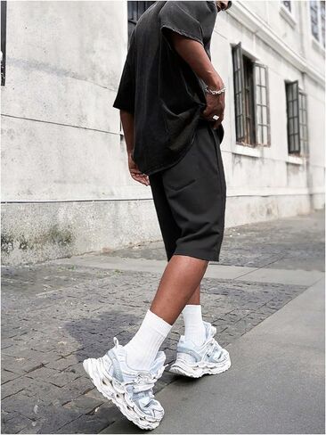 Shenhe Men Men Shorting Shorts مرنة الخصر مستقيم الساق النية النية السفقة الساخرة مع جيوب in Kuwait