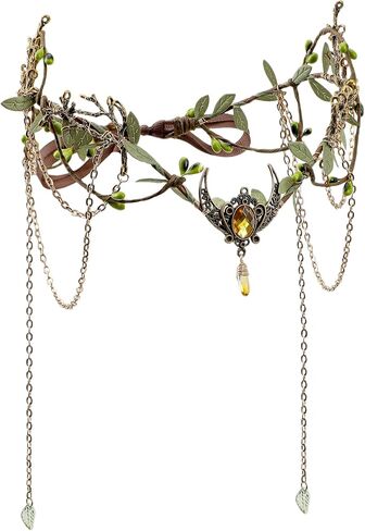 Mostory Woodland Elf Crown for Women - Headpiece Elf Medieval مع Tassel لعصر النهضة Renfaire fae Cosplay Viking Outfit in Saudi Arabia