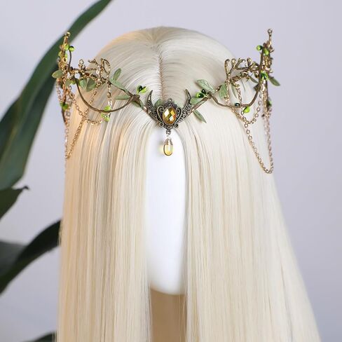 Mostory Woodland Elf Crown for Women - Headpiece Elf Medieval مع Tassel لعصر النهضة Renfaire fae Cosplay Viking Outfit in Saudi Arabia