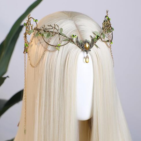 Mostory Woodland Elf Crown for Women - Headpiece Elf Medieval مع Tassel لعصر النهضة Renfaire fae Cosplay Viking Outfit in Saudi Arabia