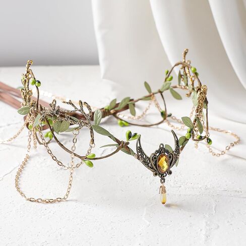 Mostory Woodland Elf Crown for Women - Headpiece Elf Medieval مع Tassel لعصر النهضة Renfaire fae Cosplay Viking Outfit in Saudi Arabia