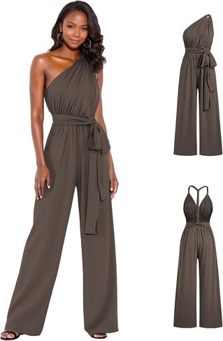 Women's Sexy Casual Jumpsuits Dressy Wide Leg Pants Sets Convertible One Piece Outfits Sleeveless Summer Romper in Kuwait