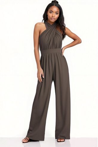 Women's Sexy Casual Jumpsuits Dressy Wide Leg Pants Sets Convertible One Piece Outfits Sleeveless Summer Romper in Kuwait