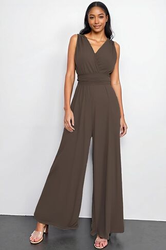 Women's Sexy Casual Jumpsuits Dressy Wide Leg Pants Sets Convertible One Piece Outfits Sleeveless Summer Romper in Kuwait