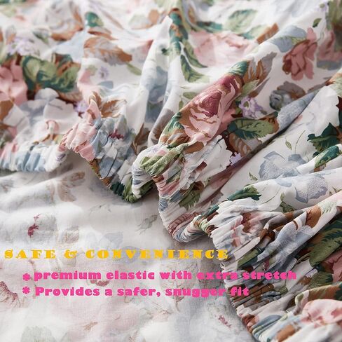 Brandream Baby or Toddler Fitted Crib Sheet for Watercolor Floral Collection, Ultra-Soft Cotton, Allure Garden Theme, Blush Pink Gray Lavender Green in Kuwait