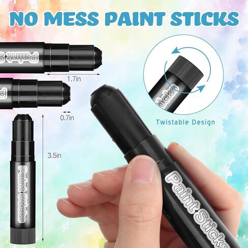 24 Pcs Solid Tempera Paint Sticks Washable Quick Drying Paint Sticks Bulk No Mess Paint Crayons for Kids Students Painting Canvas Posters Arts Project Gifts(Black) in Kuwait