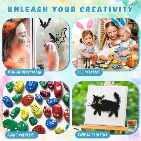 24 Pcs Solid Tempera Paint Sticks Washable Quick Drying Paint Sticks Bulk No Mess Paint Crayons for Kids Students Painting Canvas Posters Arts Project Gifts(Black) in Kuwait